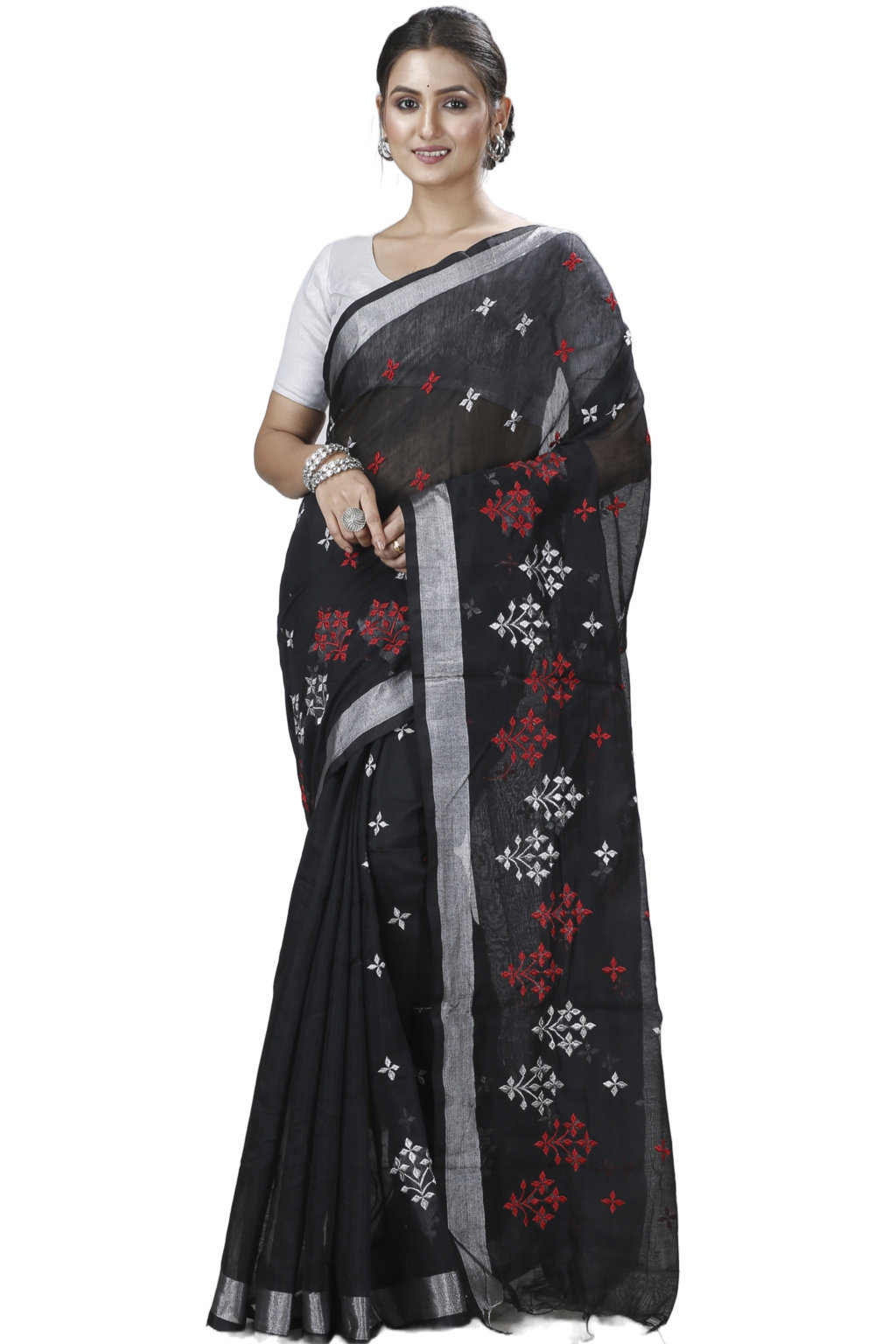 Black Blended Cotton Tamasi Hand Loom Saree (1209)
